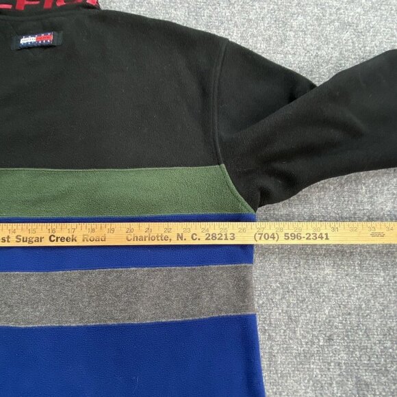 Vtg Tommy Hilfiger Outdoor Mens XL Jacket Striped 1/4 Zip Fleece Spellout Hoodie - Picture 16 of 16